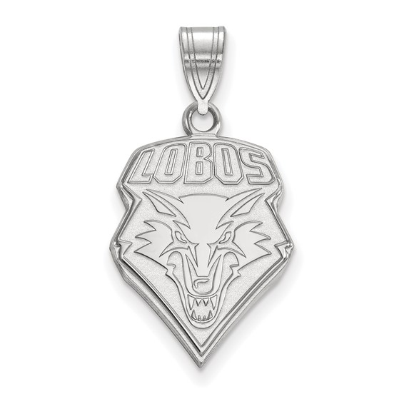 Sterling Silver University of New Mexico Lobos Logo Pendant 3/4in