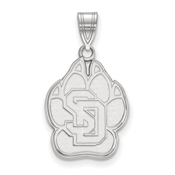 Sterling Silver University of South Dakota Paw Pendant 3/4in
