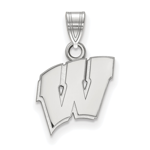 14kt White Gold 1/2in University of Wisconsin W Pendant