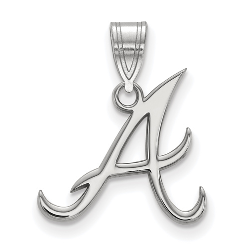 14kt White Gold 5/8in Laser-cut Atlanta Braves A Pendant