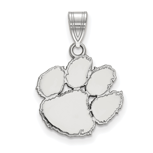 10kt White Gold 5/8in Clemson University Paw Pendant