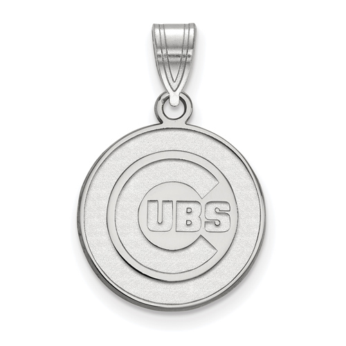 14kt White Gold 5/8in Chicago Cubs Round Laser-cut Pendant