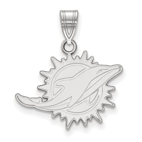 Sterling Silver 5/8in Miami Dolphins Pendant