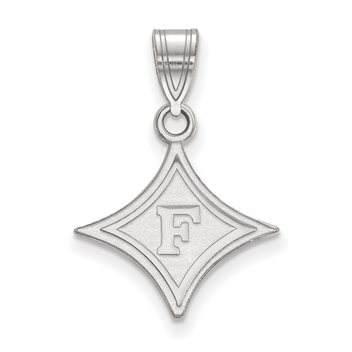 14k White Gold 5/8in Furman University Diamond Logo Pendant
