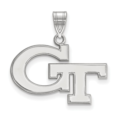 14k White Gold Georgia Tech Logo Pendant Medium