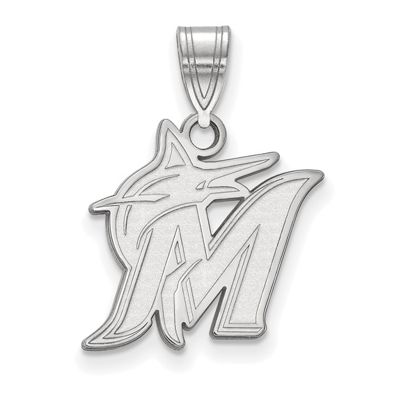 Sterling Silver 5/8in Miami Marlins M Pendant