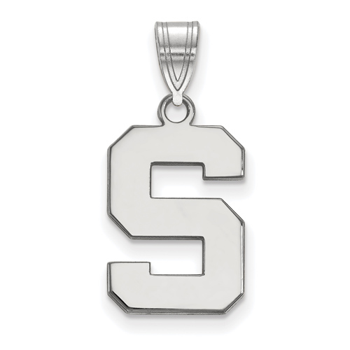 Sterling Silver 5/8in Michigan State University Block S Logo Pendant