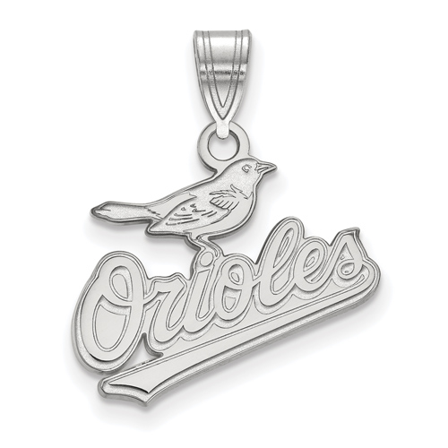 10k White Gold 5/8in Baltimore Orioles Logo Pendant