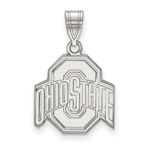 14kt White Gold 5/8in Ohio State University Logo Pendant