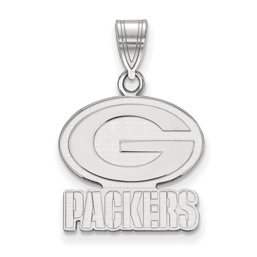 10k White Gold 3/4in Green Bay Packers Pendant