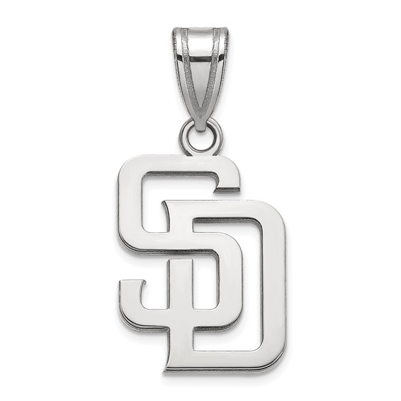 14k White Gold 5/8in San Diego Padres SD Pendant