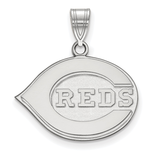 14k White Gold 5/8in Cincinnati Reds Logo Pendant