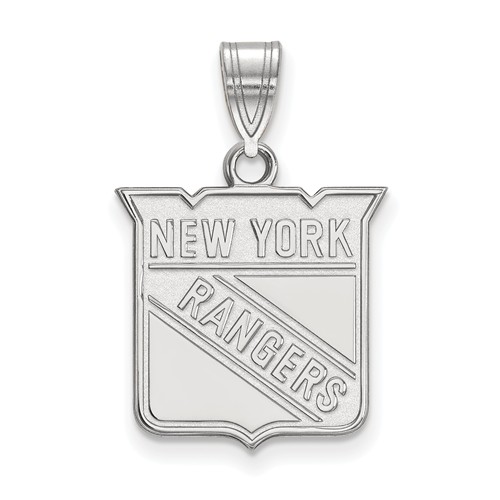 10k White Gold 5/8in New York Rangers Pendant