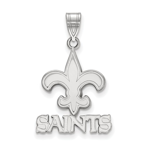 14k White Gold 3/4in New Orleans Saints Pendant