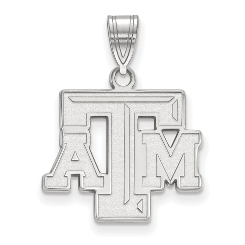 Sterling Silver 5/8in Texas A&M University Beveled ATM Pendant