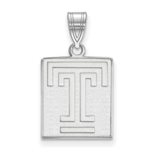 Temple University Logo Pendant 5/8in 14k White Gold