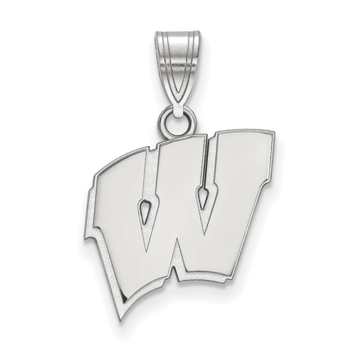 Sterling Silver 5/8in University of Wisconsin W Pendant