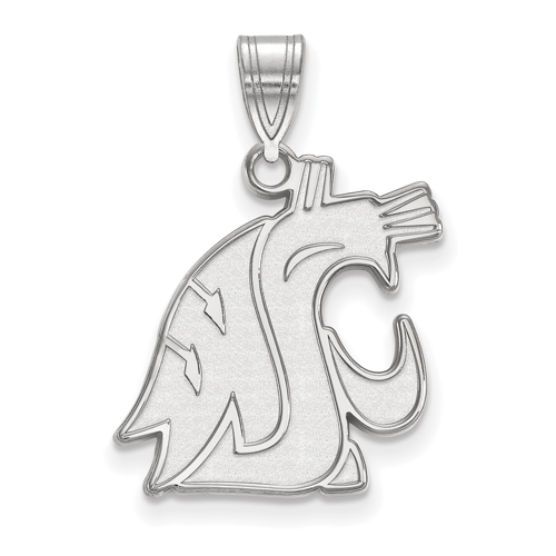Sterling Silver 3/4in Washington State University Cougar Head Pendant