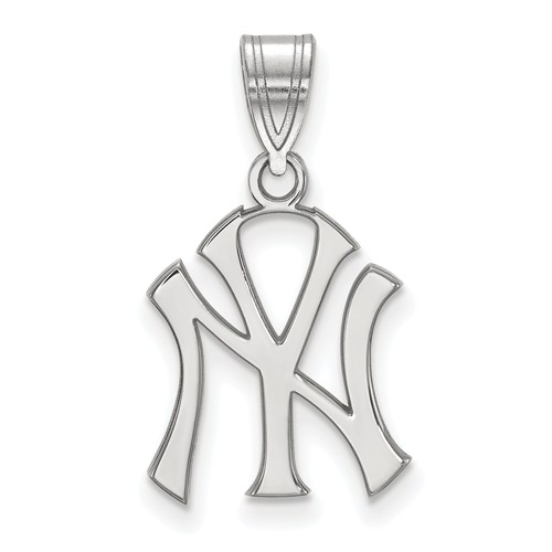 14kt White Gold 5/8in New York Yankees NY Pendant