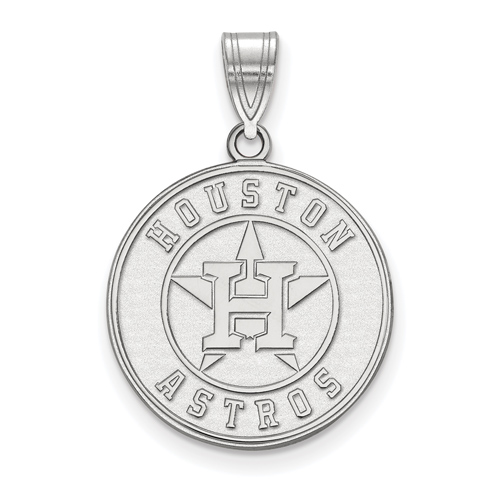 Sterling Silver 3/4in Round Houston Astros Pendant