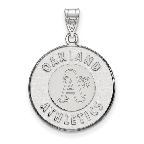 10k White Gold 3/4in Oakland A's Logo Pendant