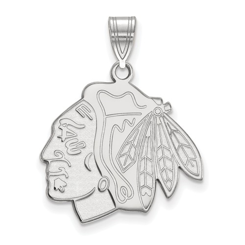 Sterling Silver Chicago Blackhawks Pendant 3/4in