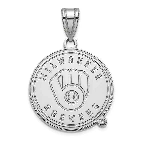 14k White Gold 5/8in Milwaukee Brewers M Logo Pendant