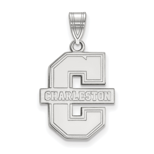 College of Charleston Logo Pendant 3/4in 10k White Gold