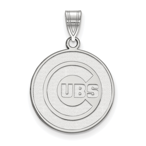 Sterling Silver 3/4in Chicago Cubs Round Laser-cut Pendant