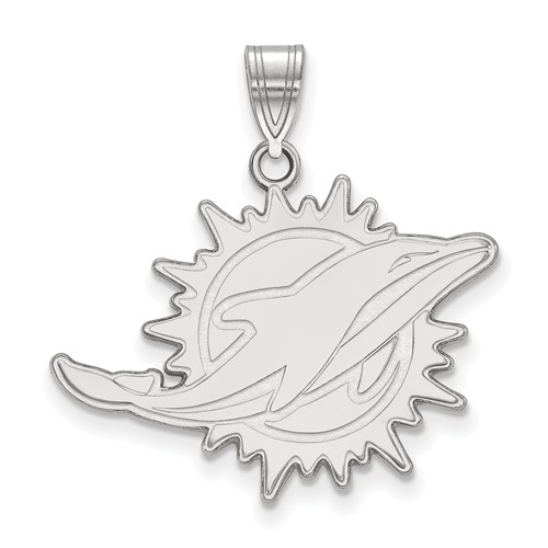 Sterling Silver 7/8in Miami Dolphins Pendant