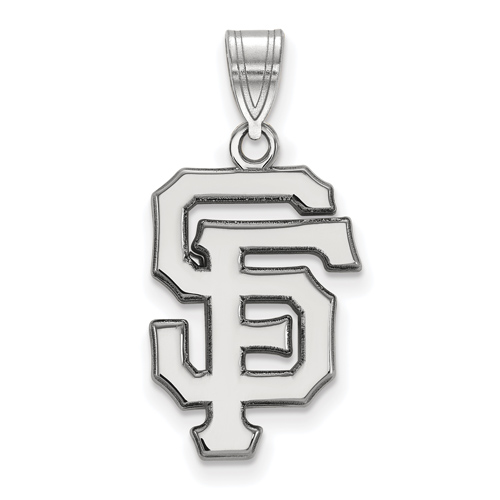 10kt White Gold 3/4in Laser cut San Francisco Giants SF Pendant