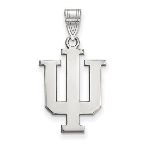 10kt White Gold 3/4in Indiana University Trident Logo Pendant