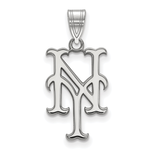 14kt White Gold 3/4in New York Mets NY Pendant