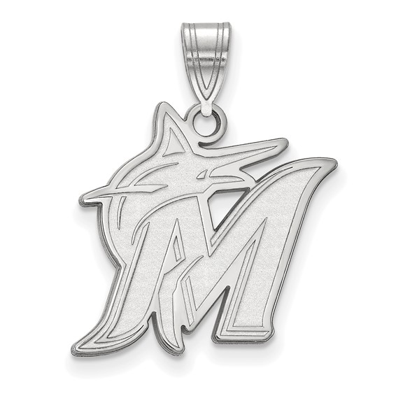 Sterling Silver 3/4in Miami Marlins Logo Pendant