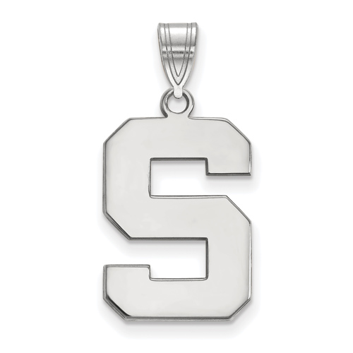 14kt White Gold 3/4in Michigan State University Block S Pendant