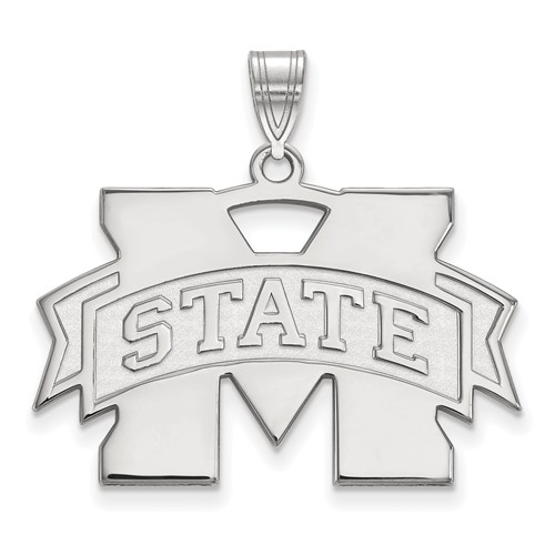 Mississippi State University Logo Pendant 3/4in 10k White Gold