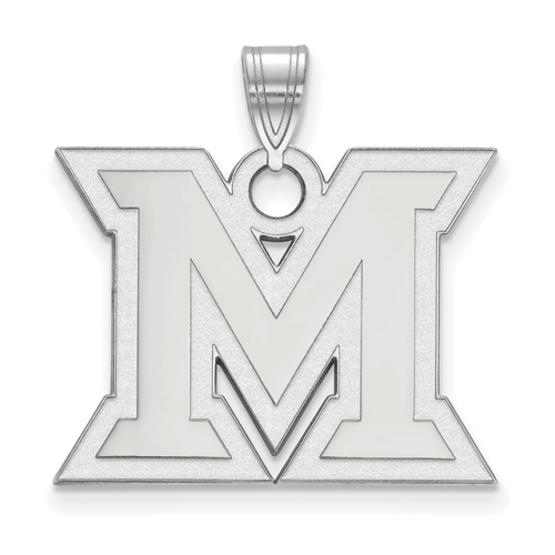 Miami University Logo Pendant 3/4in 14k White Gold
