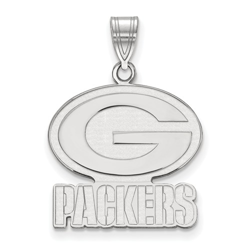 14k White Gold 7/8in Green Bay Packers Pendant