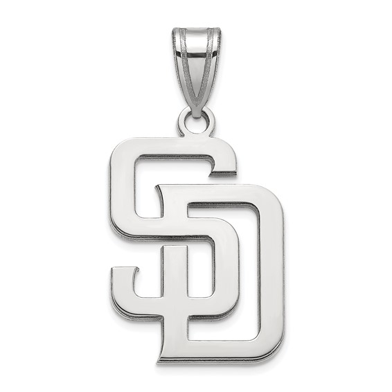 14k White Gold 3/4in San Diego Padres SD Pendant