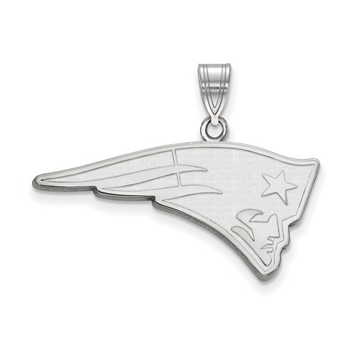 10k White Gold 1 1/4in New England Patriots Pendant