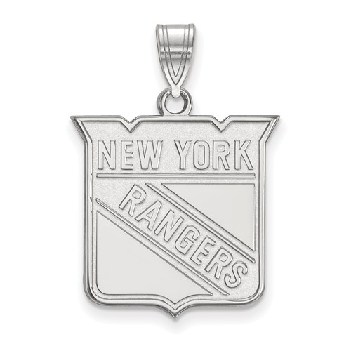 14k White Gold 3/4in New York Rangers Pendant