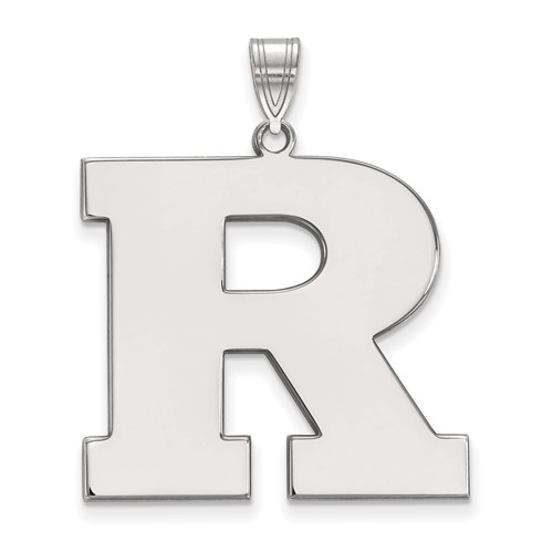 14k White Gold Rutgers University R Pendant 1in