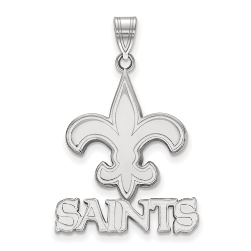 10k White Gold 1in New Orleans Saints Pendant