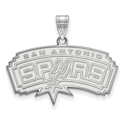 10kt White Gold 1in San Antonio Spurs Arched Pendant
