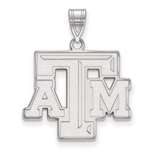 14kt White Gold 3/4in Texas A&M University Logo Pendant