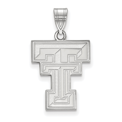 Sterling Silver 3/4in Texas Tech University TT Logo Pendant SS004TXT