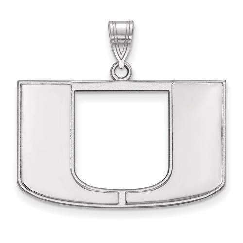 14kt White Gold 3/4in University of Miami U Pendant