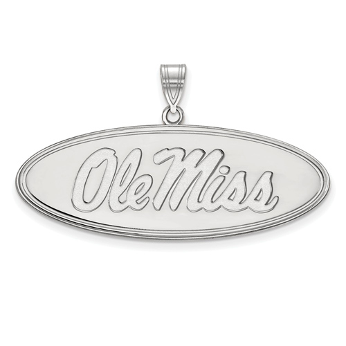 Sterling Silver University of Mississippi Wide Oval Pendant