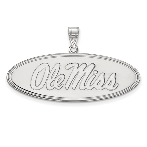 14k White Gold University of Mississippi Wide Oval Pendant