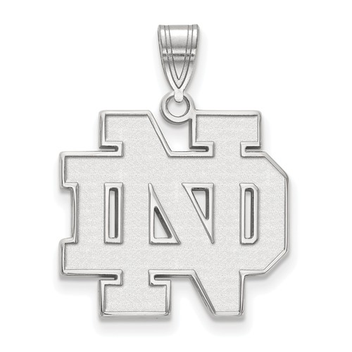 14k White Gold 3/4in University of Notre Dame ND Pendant